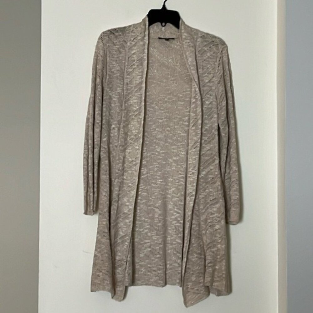 ✨🕊️ Vintage Eileen Fisher Beige Open Front Lightweight Knit Cardigan Sweater
